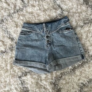 NOBO no boundaries HIGH RISE BUTTON UP JEAN SHORTS